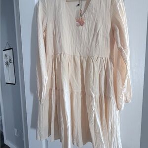 Cream Long Sleeve Dress